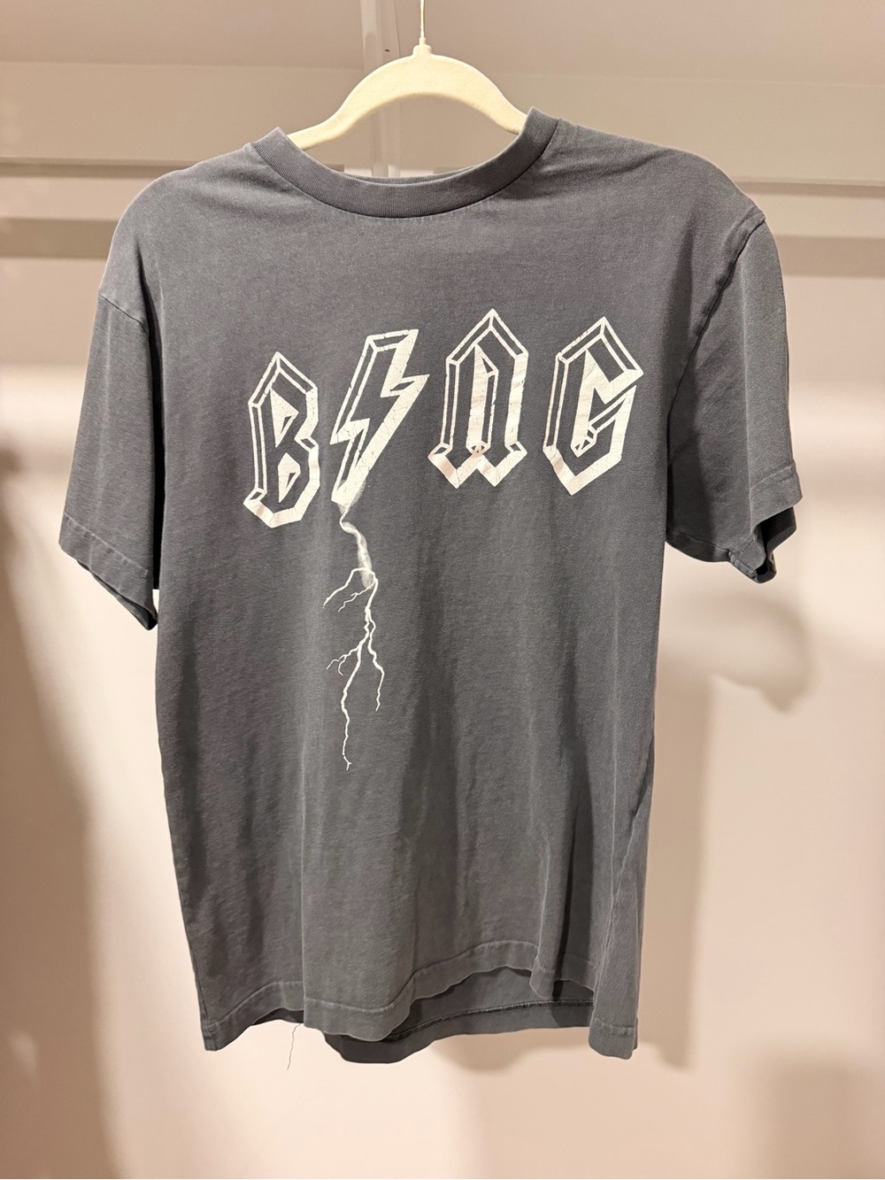 Anine Bing Charcoal Gray Lightning Graphic Tee